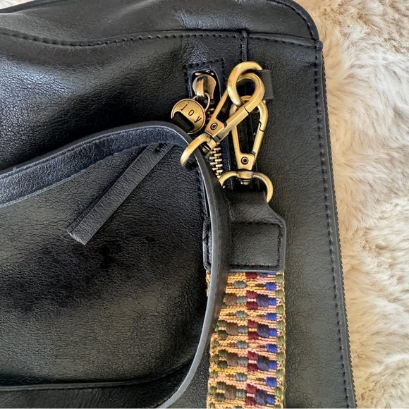 Joy Susan Black Vegan Leather Small Crossbody Wristlet Bag Convertible - Picture 9 of 10